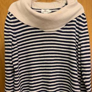 Vineyard Vines Women's Size XL Cowl Neck Pullover Sweater Blue Pink Stripe